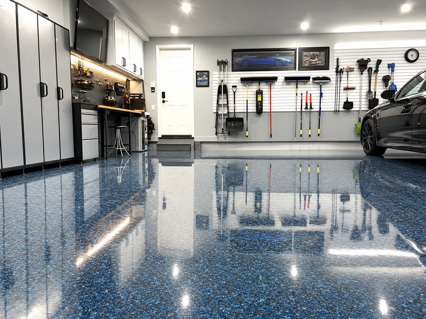 Decorative epoxy garage floor